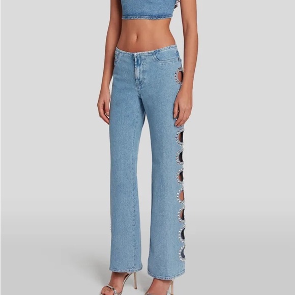 Seven For All Mankind Anna Dello Russo SLOUCHY BOOTCUT CRYSTALS JEANS - Picture 2 of 11